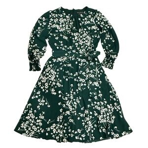 Jessic Howard Floral Dress Petite 12P LP Fit Flare A Line Peasant Puff Sleeve